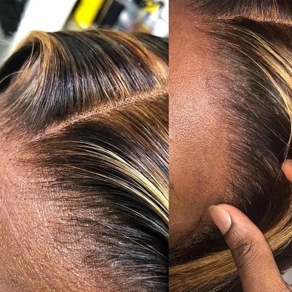 30 42 Inch Straight 360 Full Lace Front Highlight Wig Human Hair 250% Colored 4/27 Honey Blonde Brazilian 13x6 Lace Frontal Wig image 2