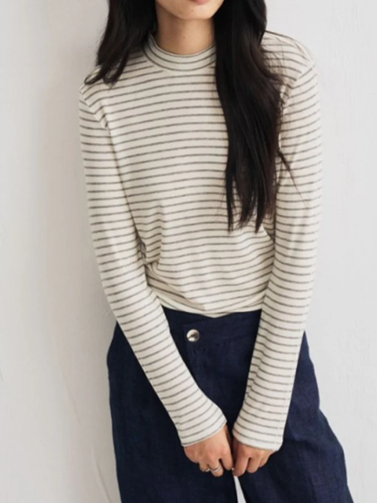 Leryl Lyocell Wool Acetate Base Shirt round Neck Knitted Light Weight Long Sleeve Warm  Color T-Shirt Casual Style Ladie...