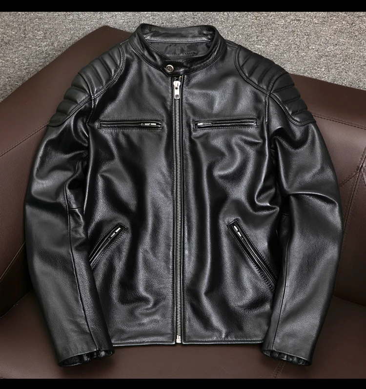 shipping,Wholesales.cheap Biker slim Free short genuine leather coat.cool ridder leather outwear.black fashion cowhide clothes