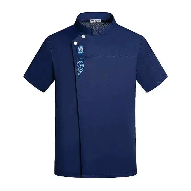 シェフ制服ケータリング作業服ヘッドシェフシャツクッキングコートシェフジャケット夏レストラン理髪店女性ウェイターシャツ