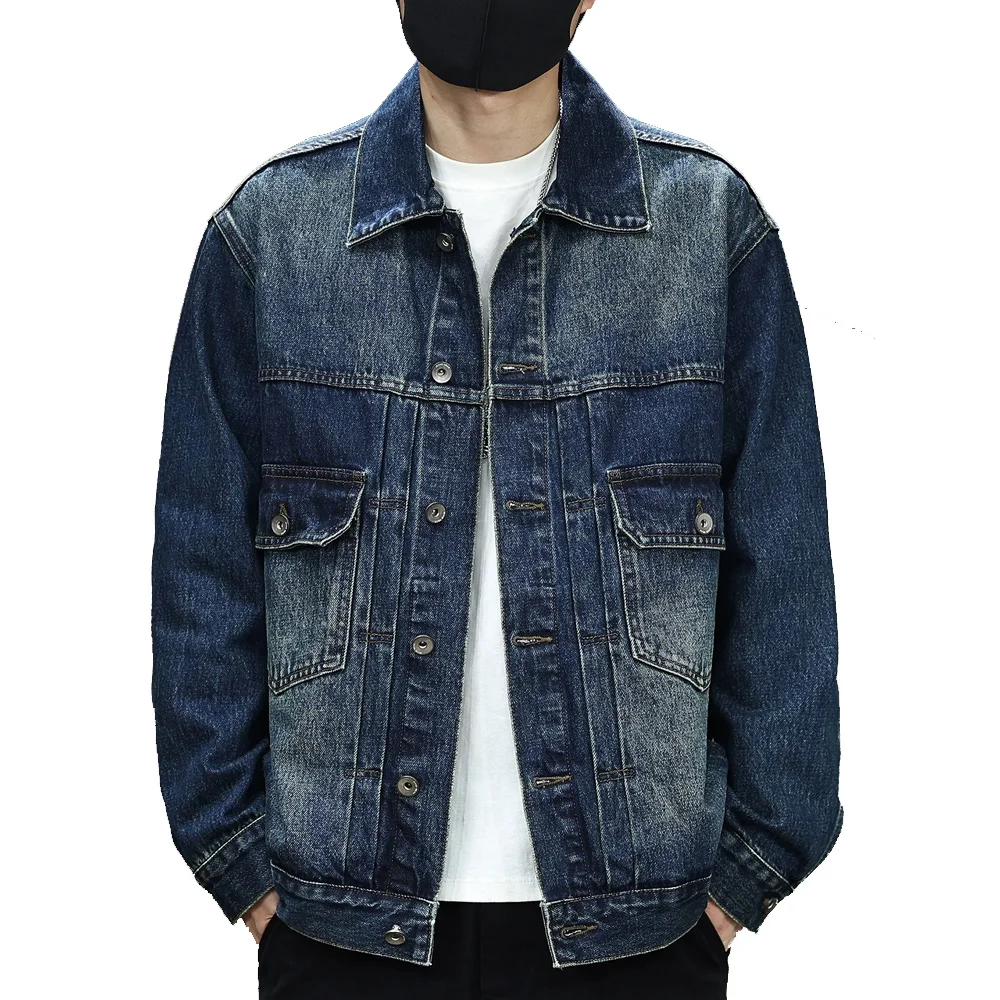 

Мужская уличная одежда на весну и осень, модная свободная повседневная джинсовая куртка в стиле ретро, мужские джинсы, пальто, верхняя одежда