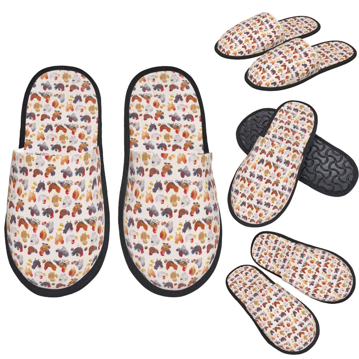 

Custom Chicken And Chick - Pastel Slippers Memory Foam Warm Soft Women House Slipper Bedroom Cozy Shoes