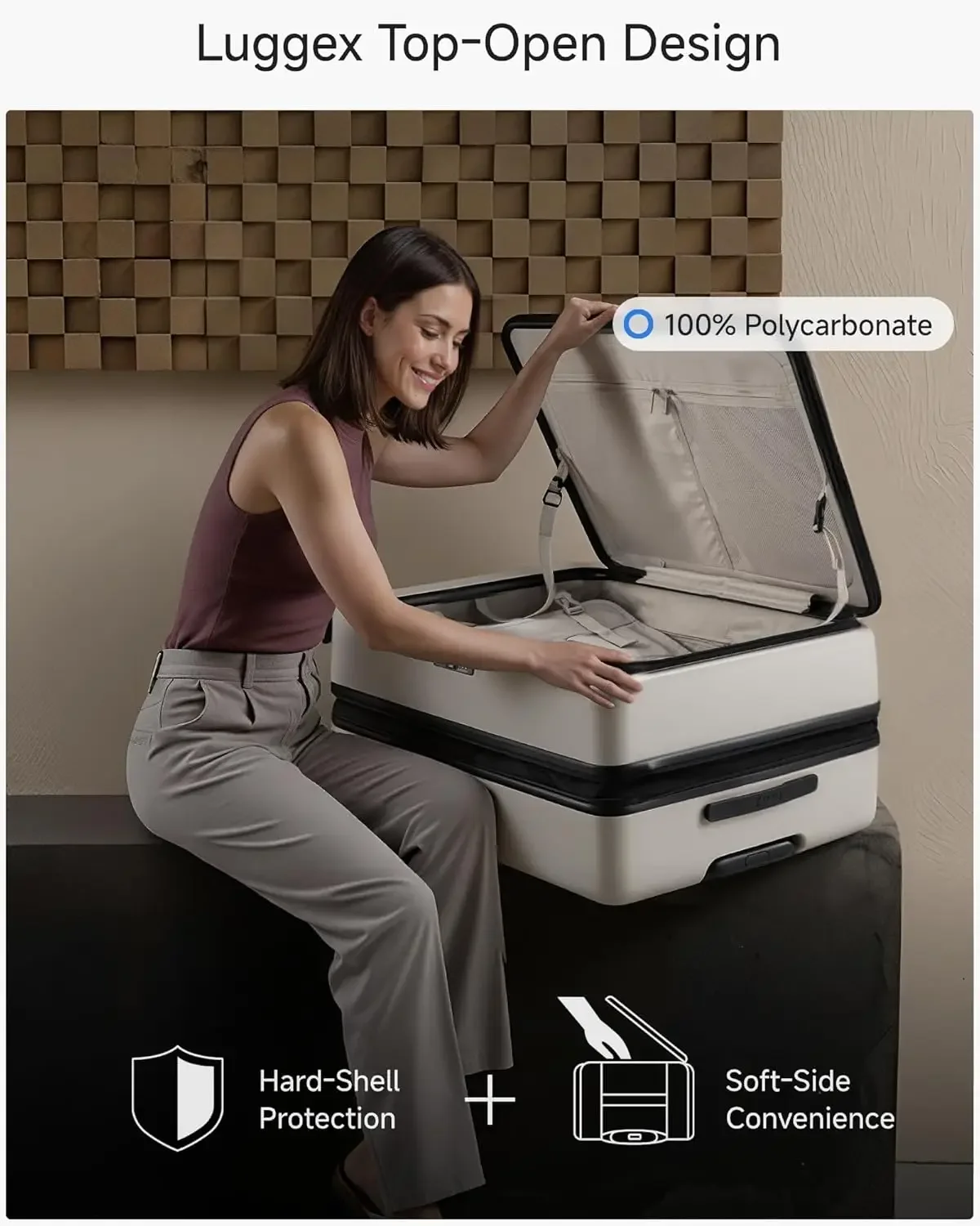 Mala de casca dura expansível com rodas giratórias, trava aprovada pela TSA, material de policarbonato, bagagem de viagem para internacional