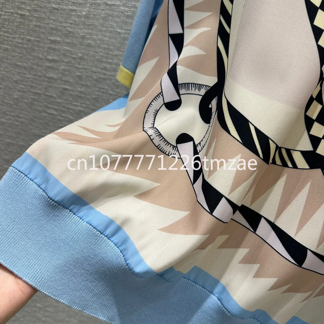 

24ss Brand Silk Cotton Short-Sleeved Women's T-shirt 2024 Spring and Summer New