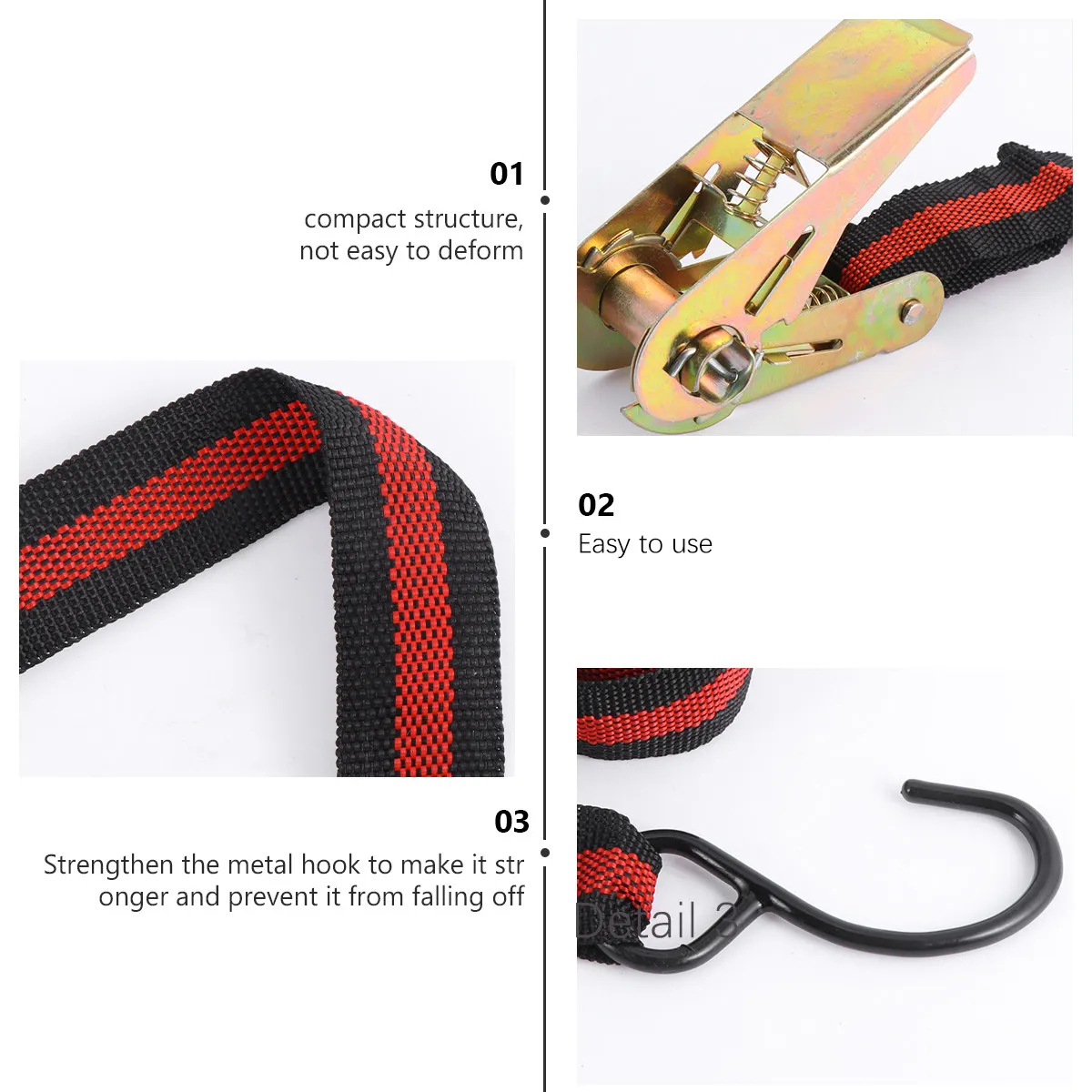 4Pcs Ratchet Tie Down Strap Heavy Duty Cargo Binding Belt 15 Inches Car Roof Rack Kayak Luggage Bike Surfboard Fastening