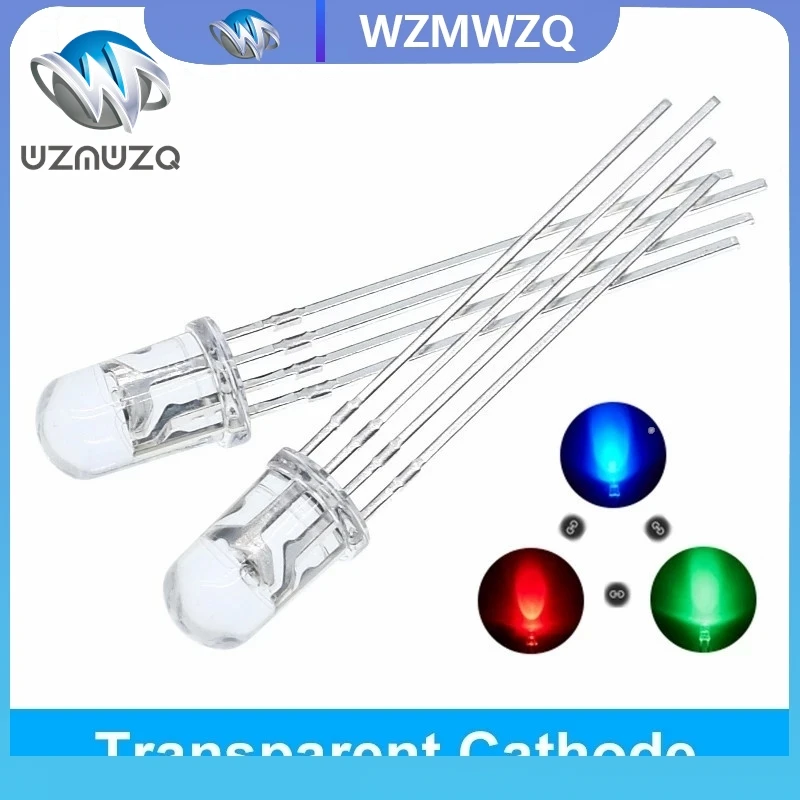 10 قطعة 5 مللي متر RGB LED الكاثود المشترك/الأنود المشترك ثلاثي الألوان الثنائيات الباعثة للضوء f5 RGB منتشر/تسليط الضوء الشفاف لاردوينو