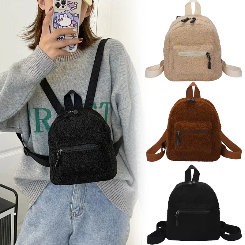 

Mini Plush Lamb Backpack Korean Style Soft Furry Backpack for Kids Adults Cute Student Daypack for Travel School