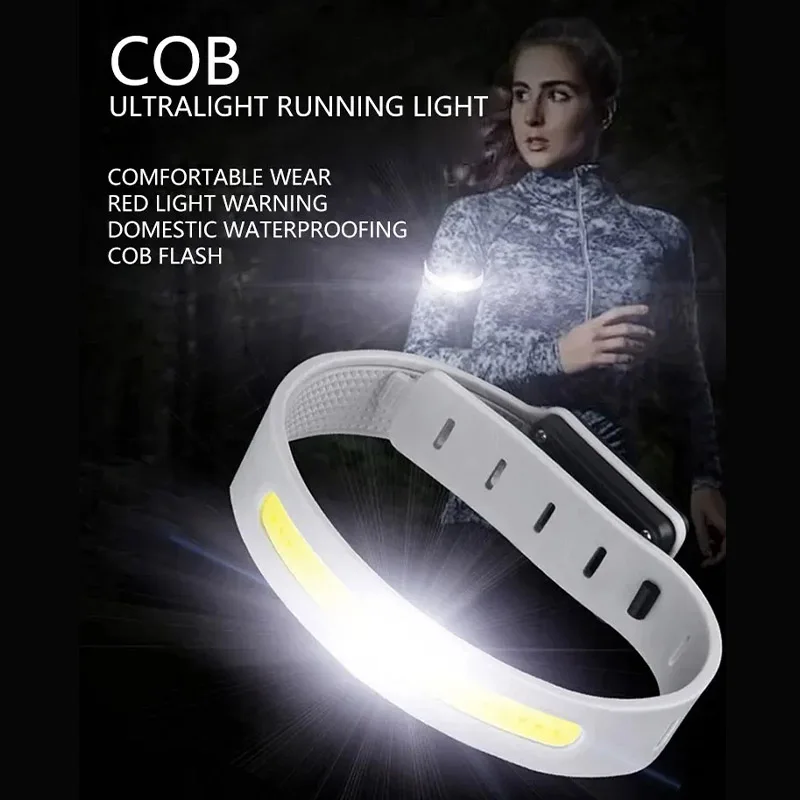 COB Night Running Armband LED Light Outdoor Sport USB Rechargeable Flashing Light Safe Arm Leg Warning Wristband Cycling Lights