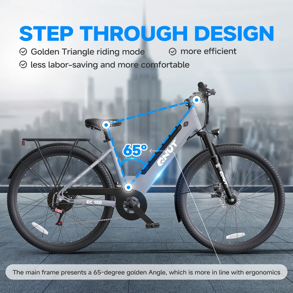 QNUT Electric Bike1000W Peak Commuter Ebike with 48V10.4Ah Built-in Battery 26" City Step Through E-Bike 7-Speed 65Miles 20Mph Urban Electric Bicycles for Women Men Teens image 7