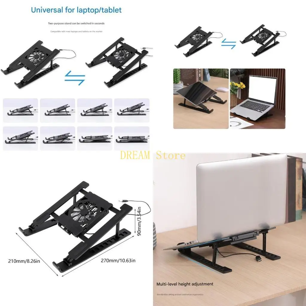 

Портативная складная охлаждающая подставка для ноутбука с регулируемым вентилятором для улучшения воздушного потока и поддержки,
