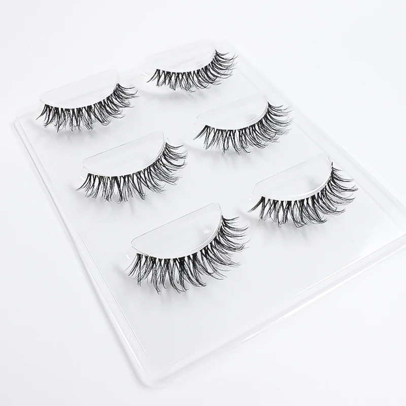 한국 메이크업 짧은 밍크 속눈썹, 수제 투명 밴드 속눈썹, 자연스러운 인조 속눈썹, 대량 속눈썹, 10-12mm