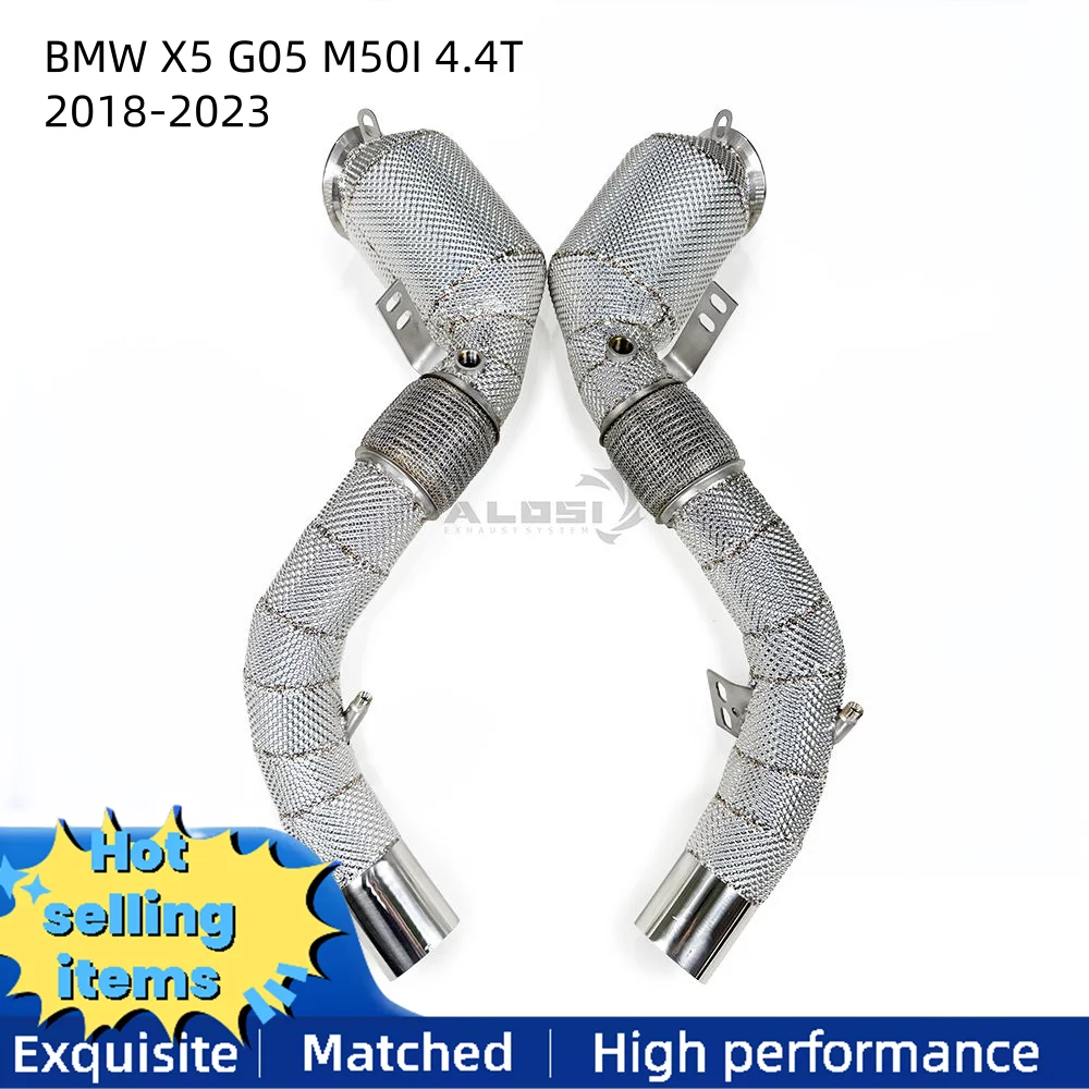 

Выхлопная труба для BMW X5 G05 M50I 4.4T 2018-2023, выхлопные трубы из нержавеющей стали с высоким потоком, каталитический нейтрализатор с теплозащитным экраном
