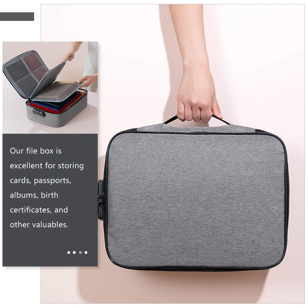 

Lockable File Organizer Bag for Important Documents Portable Document Storage Box with Combination Lock Ideal for Travel and