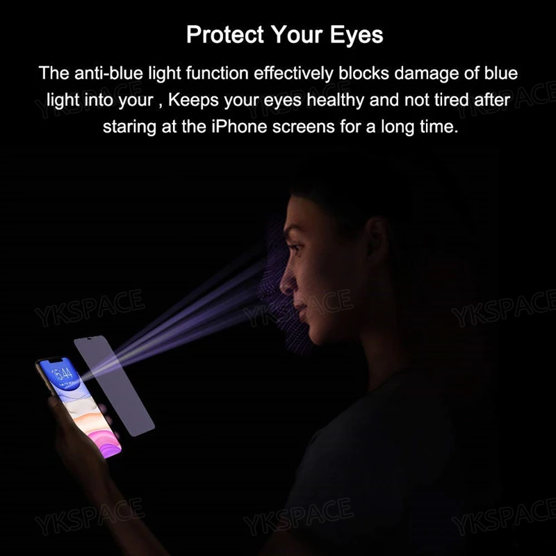 1-3Pcs Anti Blue Ray Purpel Tempered Glass for iPhone 16 15 14 13 12 Mini 11 Pro X XR XS MAX Plus 16E 7 8 Screen Protector Film