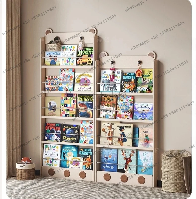 Living Room Corner Bookshelf Solid Wood Bookcase Wall-Mounted Home Entrance Multi-Layer Storage Cabinet