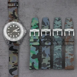 Band for Omega X Swatch MoonSwatch Curved End Silicone Rubber Diving Bracelet Watch Accessories 20mm for Rolex Camouflage Strap