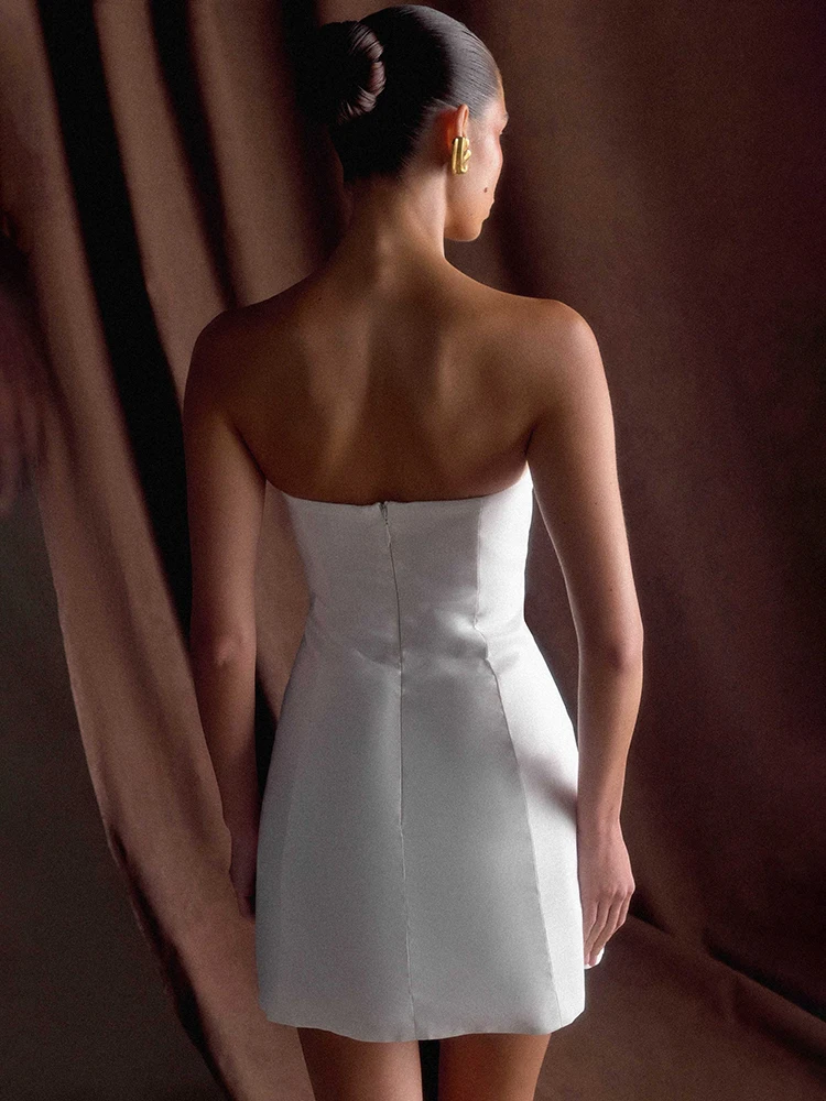 XIAOTANG – Mini robe Sexy sans bretelles, épaules dénudées, élégante, fermeture éclair, sans manches, dos nu, moulante, robes de soirée pour boîte de nuit