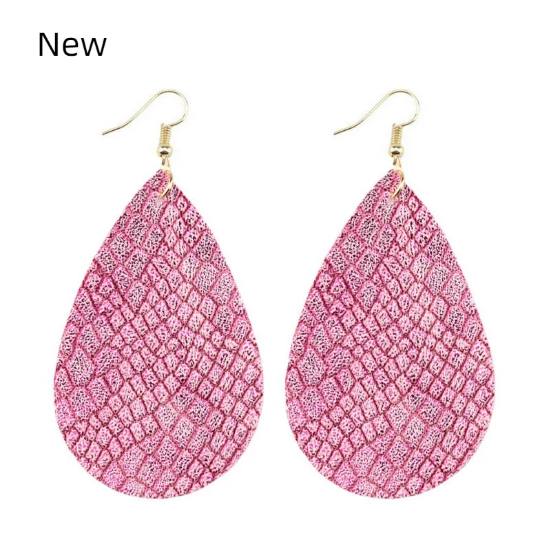 2020 Fashion PU Flat Leather Teardrop Large Earrings Fashion Jewelry Various Leather Dangel Earrings for Women 11 Colors Option