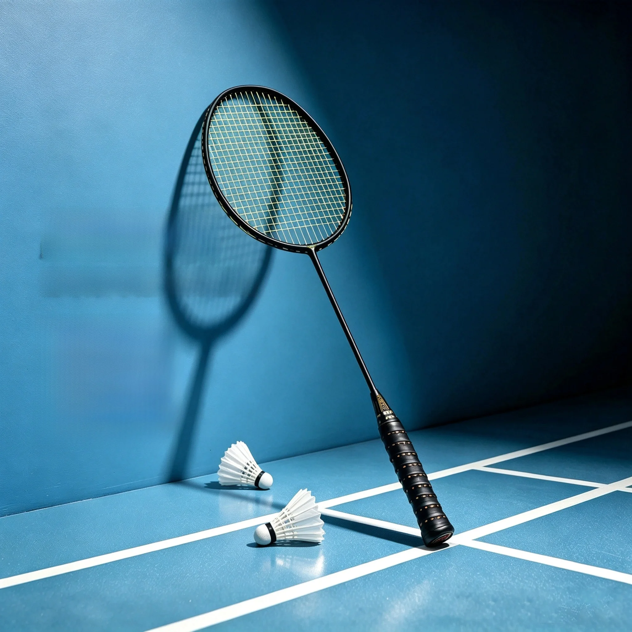 black-gold-war-knife-6u-lightweight-feel-badminton-racket-carbon-fiber-full-carbon-beginner-offensive-balanced
