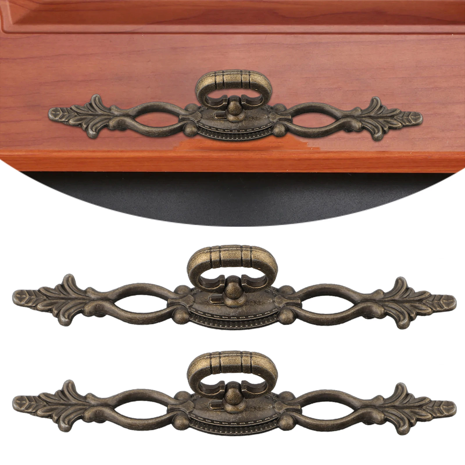 Doorknob Door Handle Included Screws European Retro Long-lasting Retro Design Split Drawer Handle Alloy Bronze Easy Installation