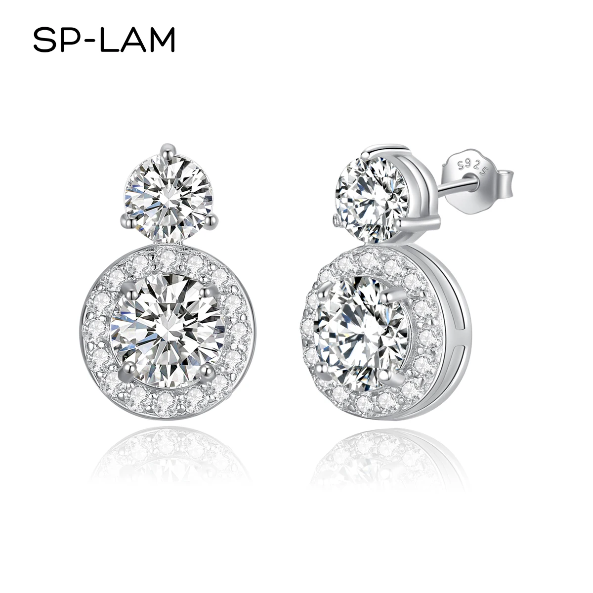 

SP-LAM New VVS1 D Color Stylish Earrings For Women Test Passed Moissanite Diamond Earring Trend 2023 Silver 925 Sterling Fine