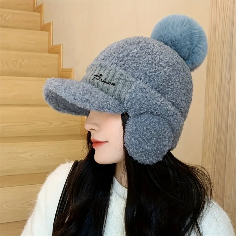 Fashion Women Winter Fur Warm Windproof Hat Lei Feng Cap Fur Ear Flap Cap Buckle Warm And Thick Ear Protection Outdoor Headwear