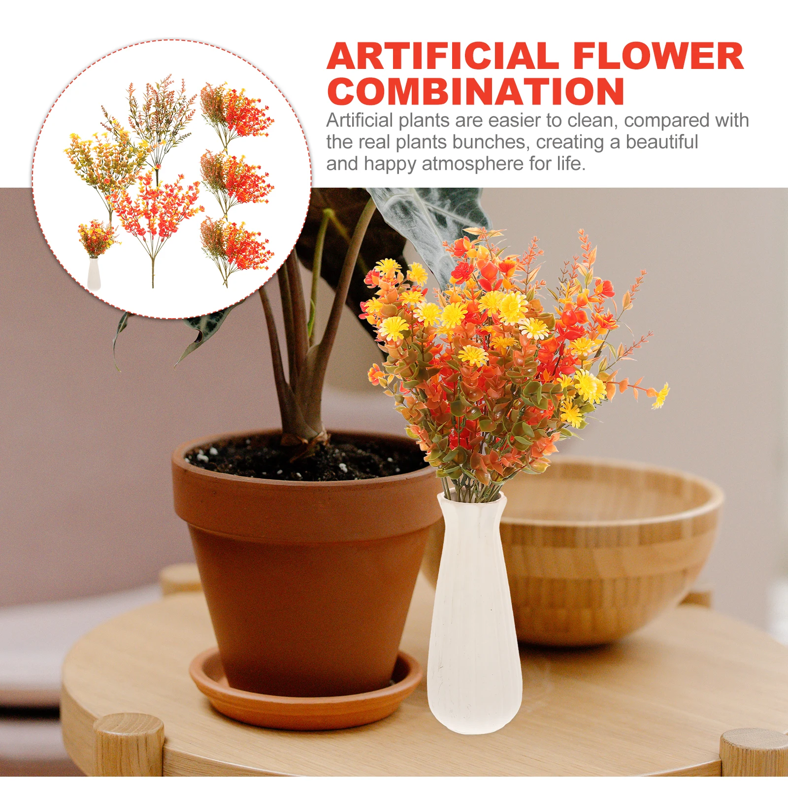 

12Pcs Artificial Flower Bouquet Lifelike Imitation Plants for Home Office Decor Fake Plants No Water Sunlight Needed Party