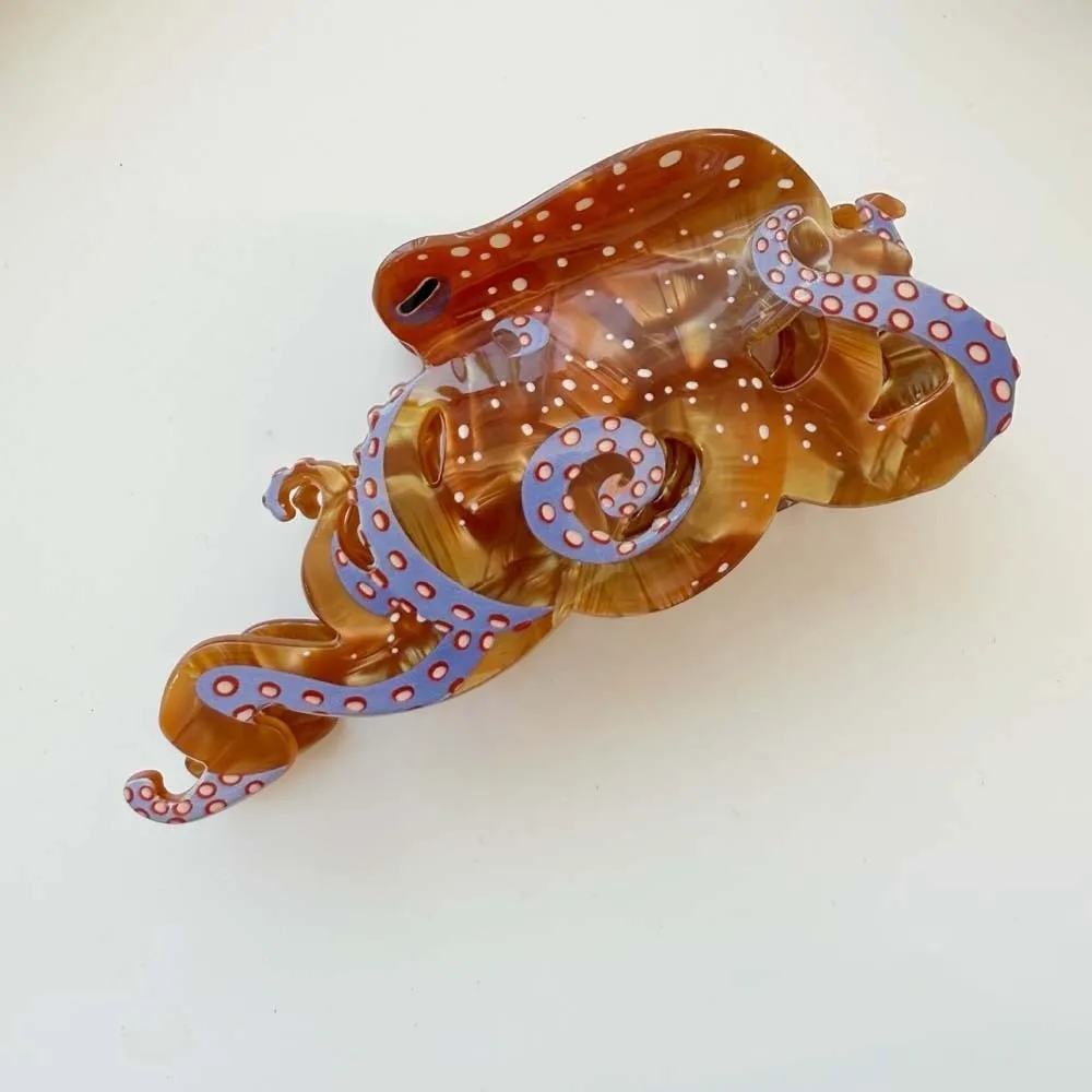 الحلو حمض الخليك مشبك شعر الاكريليك الكورية نمط المحار القرش كليب المحيط سلسلة شاطئ البحر عطلة أغطية الرأس الحبار مشبك شعر الصيف