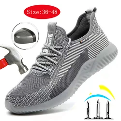 Zapatos de seguridad transpirables para hombre, botas de trabajo con punta de acero, zapatos de seguridad indestructibles a prueba de perforaciones, zapatillas ligeras y cómodas