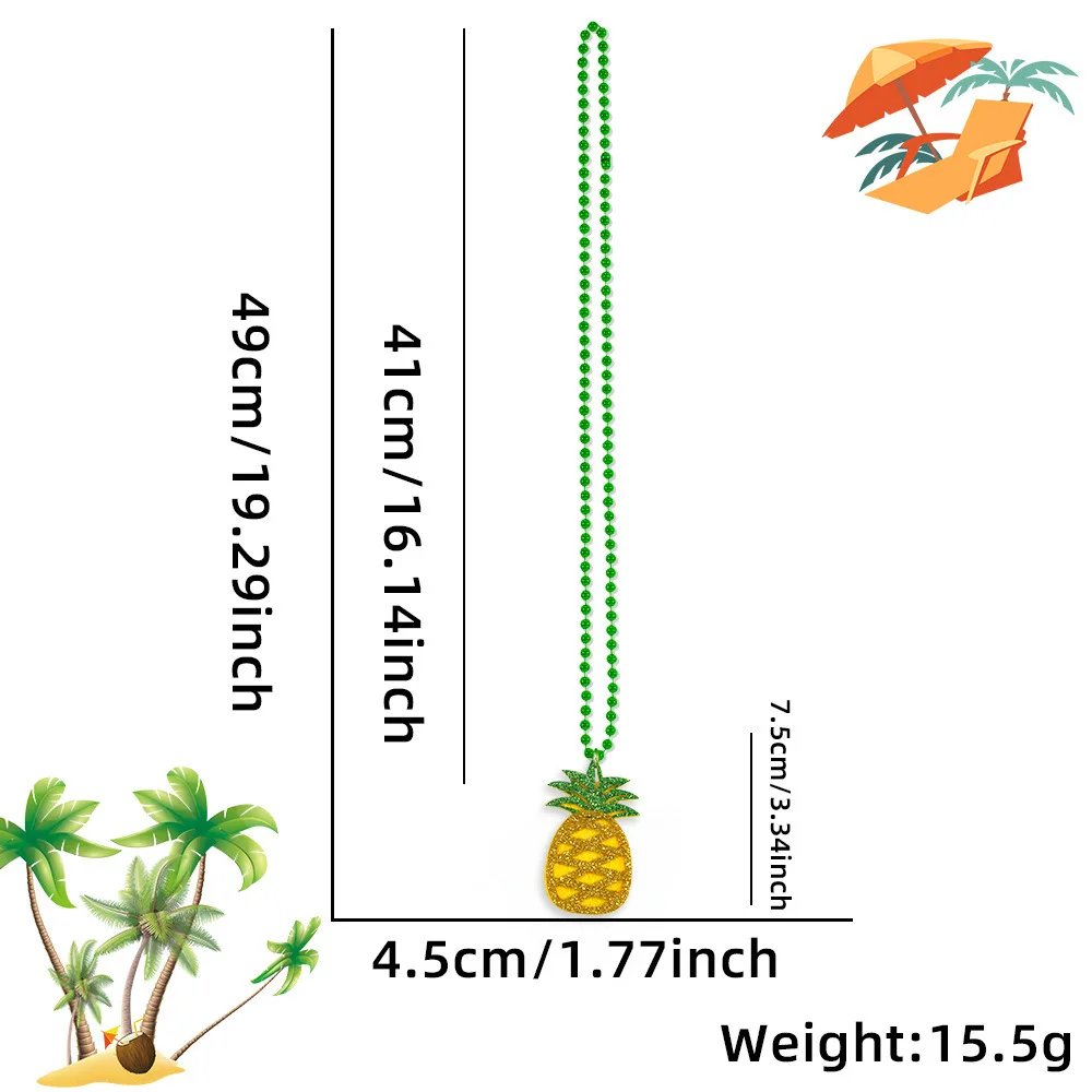 

6pcs Pineapple Necklace Hawaiian Party Favors Tropical Birthday Decorations Fruit Themed Accessories For Luau