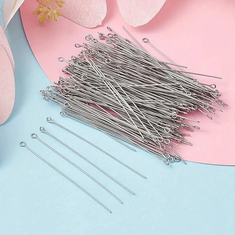 200PCS 35mm Mini Metal Wire Eyepins Beading Small Open Eye Head Pins Needles Bulk for DIY Craft Bead