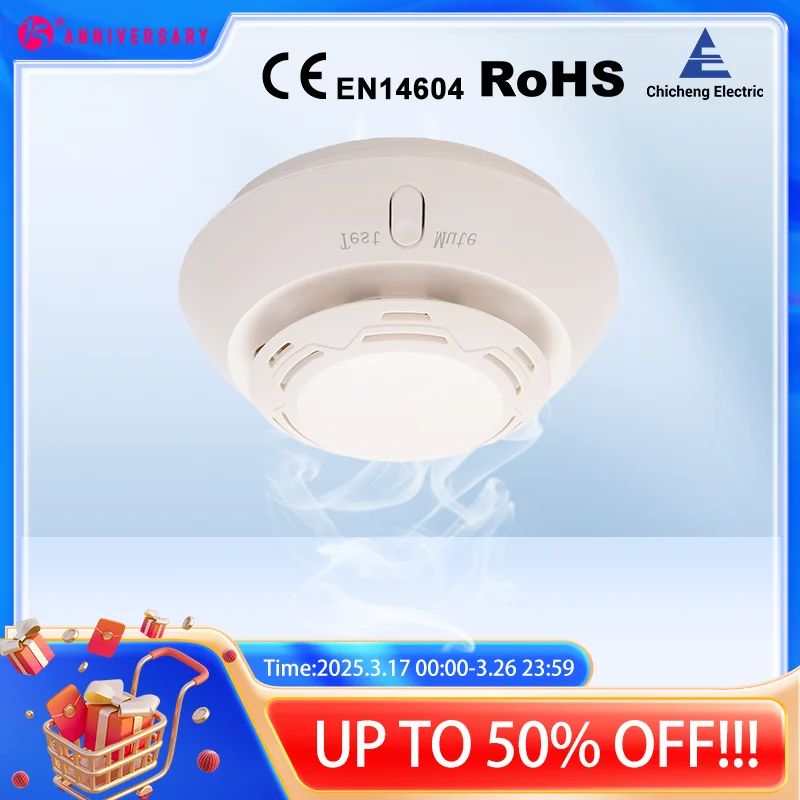 SD302 Smoke Detector Fire Alarm 10 Year Life Smoke Sensor For Home Security Smoke Alarm Photoelectric Sensor Battery Powered