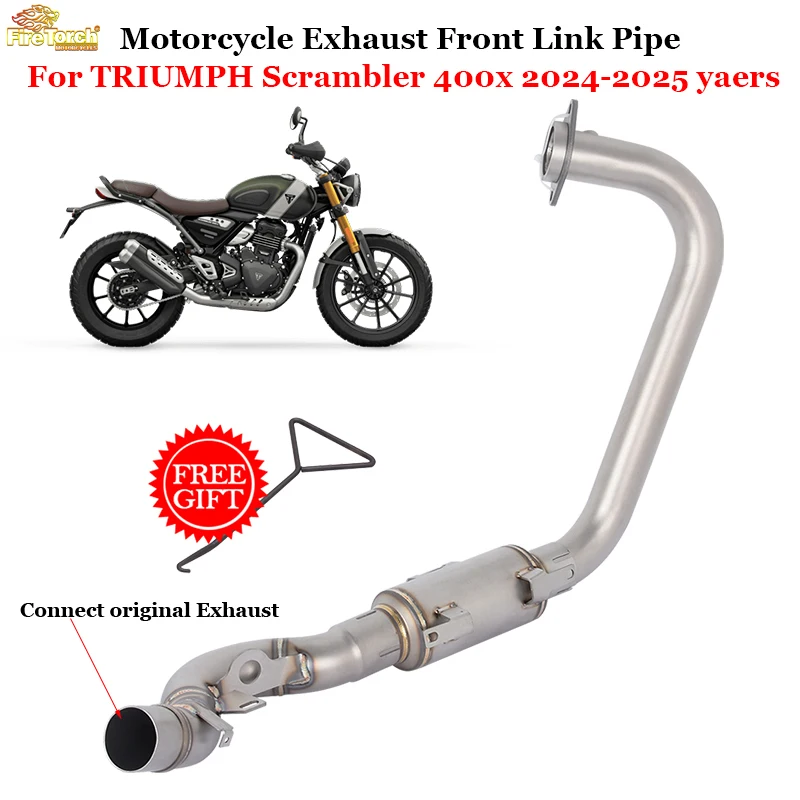 

Slip On For TRIUMPH Scrambler 400X 2024 2025 Motoryccle Ehxaust Escape System Connect Original Muffler Moto Front Link Pipe