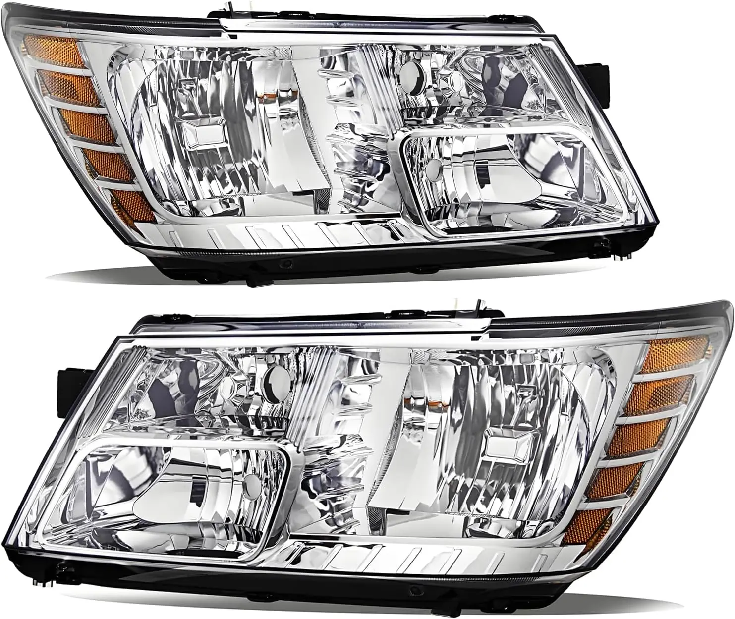 

Headlights Assembly compatible with 2009-2020 Dodge Journey Halogen Head light Headlamp Assembly,Chrome Housing Amber Side