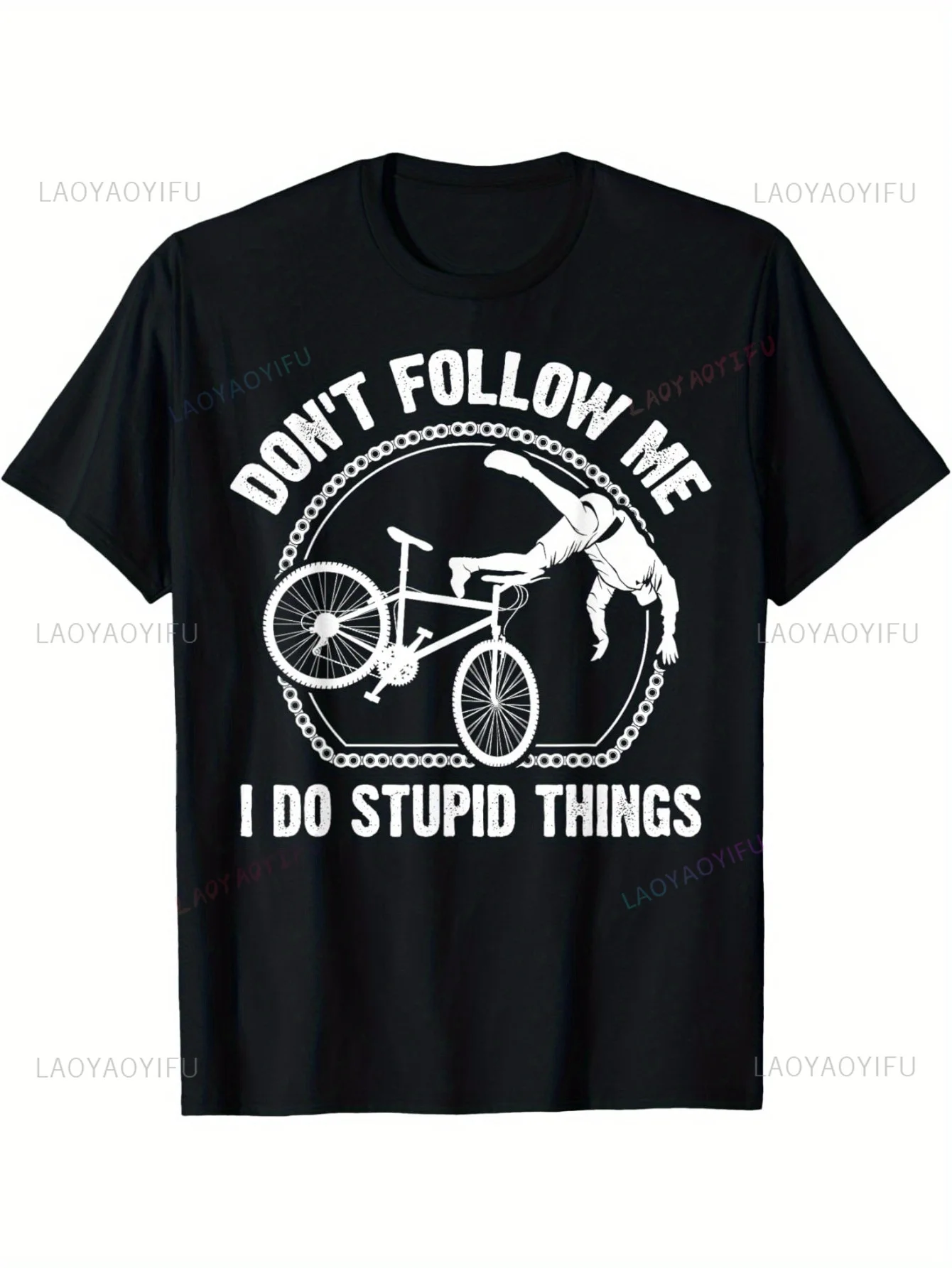 Funny Don't Follow Me Mountain Bike T-Shirt Casual Streetwear Short Sleeve Fashion Hip Hop Man Tshirt Loose Hipster Soft Tees