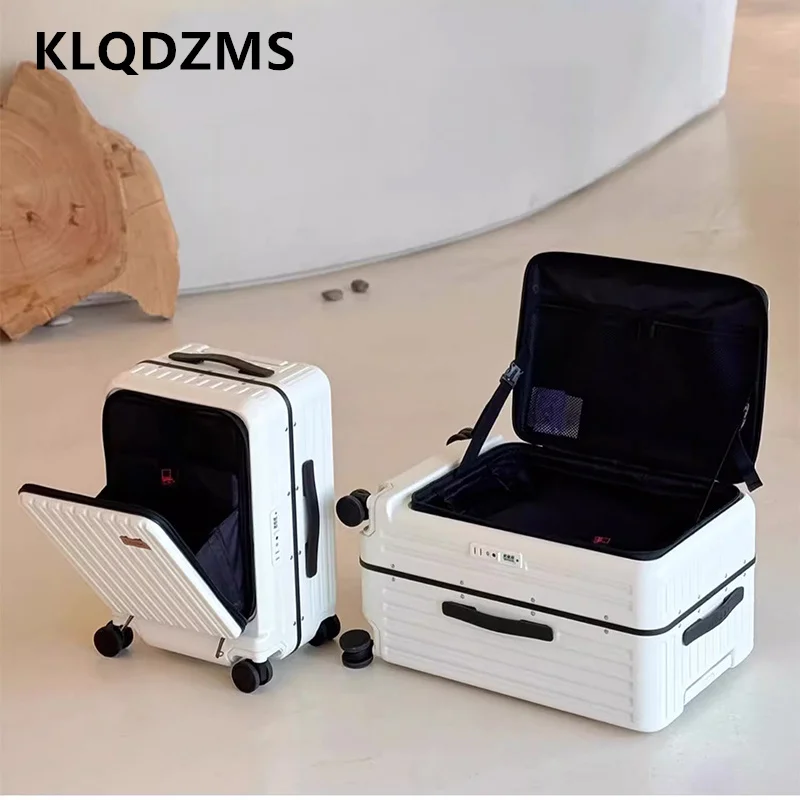KLQDZMS Laptop Suitcase Front Opening Boarding Box USB Charging Trolley Case 20