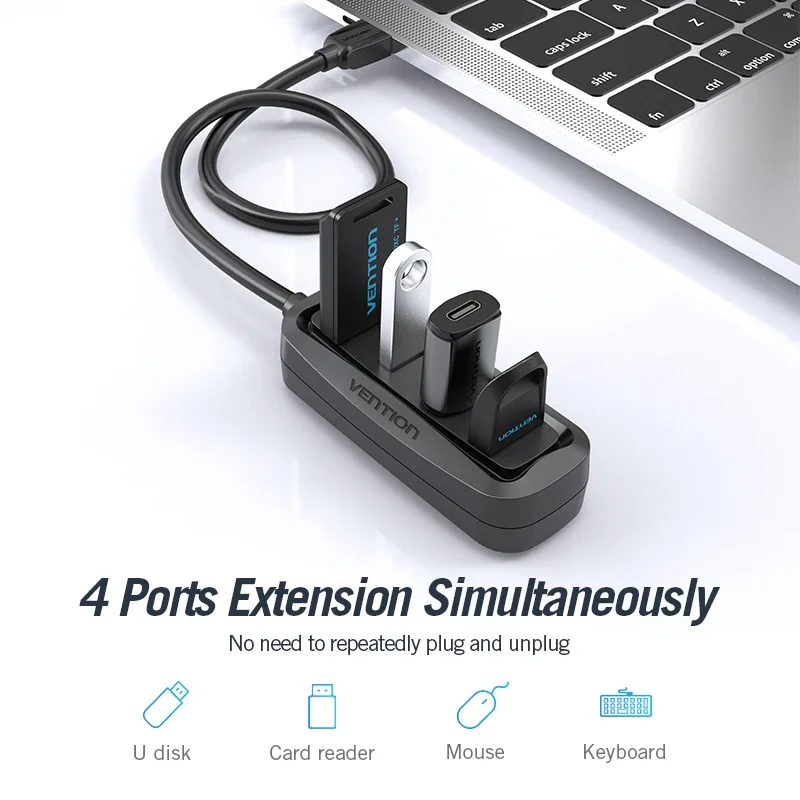 Vention USB 2.0 HUB 4 Port with LED Multi USB Splitter for Lenovo Xiaomi Macbook Pro Air Computer Accessories Laptop HUB USB 2.0