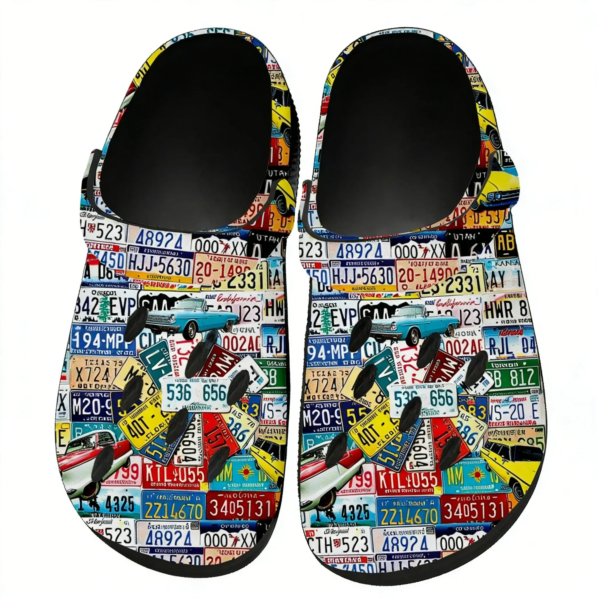 License Car Plate Number Retro Novelty Design Sandals Women Teenager Home Fashion Water Shoe Summer Comfort Beach Hole Slippers