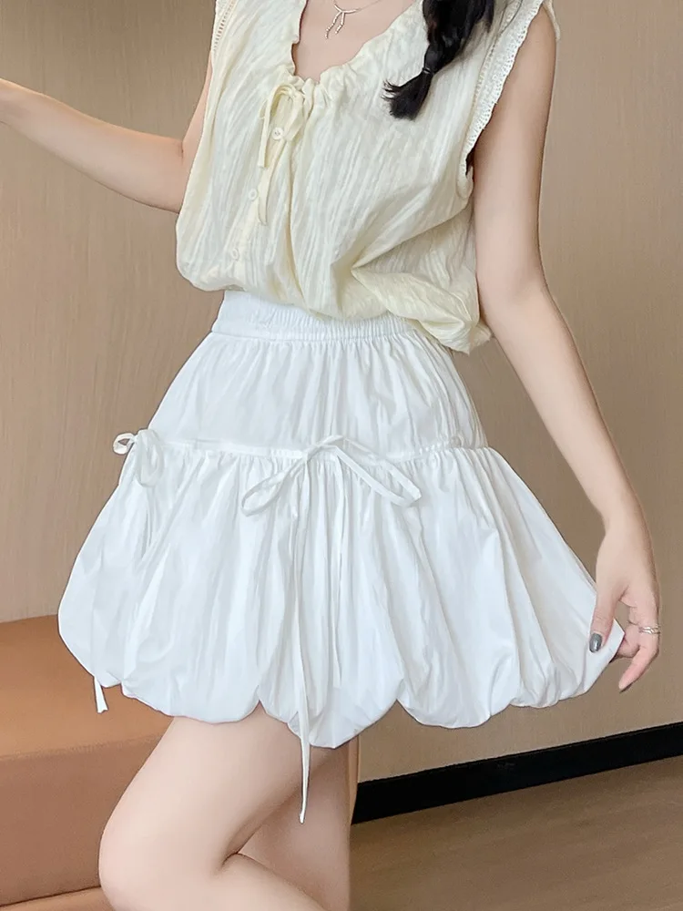 

Vintage Women's Skirts French Ballet A-line High Waist Slim Fashion Puff Lantern Mini Skirt Sweet Girl Outwear C5797