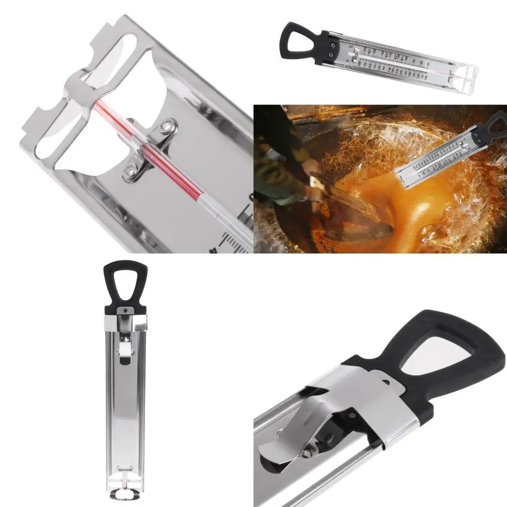 

652F Stainless Steel Cooking Candy with Hanging Hook & Pot Clip for Measuring Sugars Temperatures