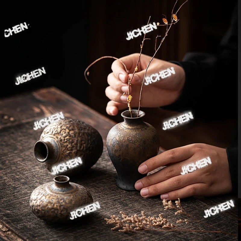 

Новая маленькая ваза для китайских сухоцветов, керамическая ваза для цветочных композиций, настольное украшение для дома.