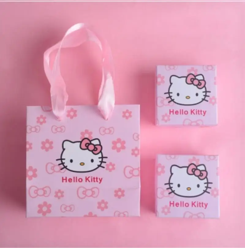 Sanrio Hello Kitty hediye kutusu Kawaii Anime Y2K tatlı takı saklama kutusu moda orijinal High-End küpe kolye kutusu kutu