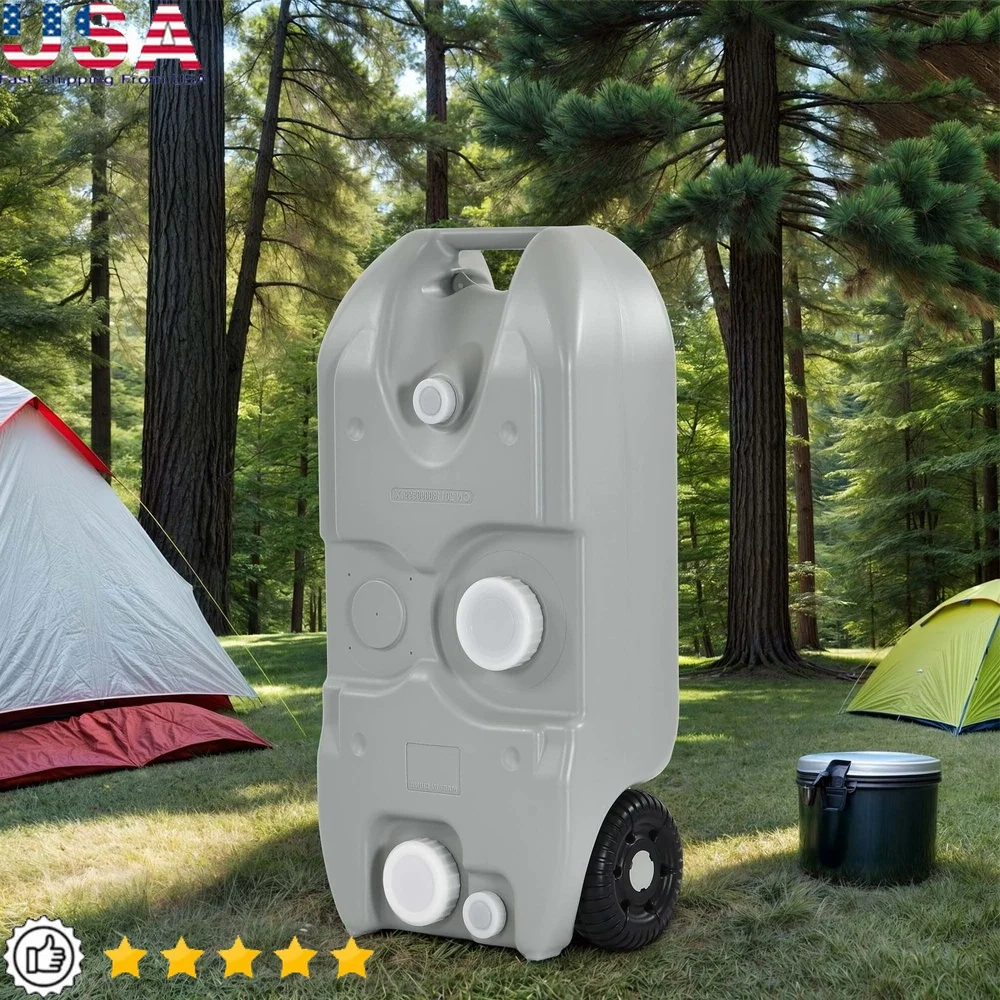 

Портативный резервуар для воды на колесах емкостью 10,6 галлонов с колесами, шланговым краном, двумя ручками, легкая транспортировка и быстрая заправка