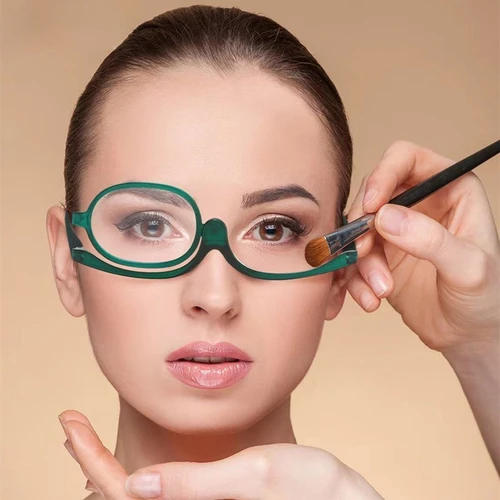 Gafas de lectura de maquillaje con aumento giratorio para mujer, gafas de maquillaje con tapa de una sola pieza con una sola pierna para personas mayores +1,0 a +4,0
