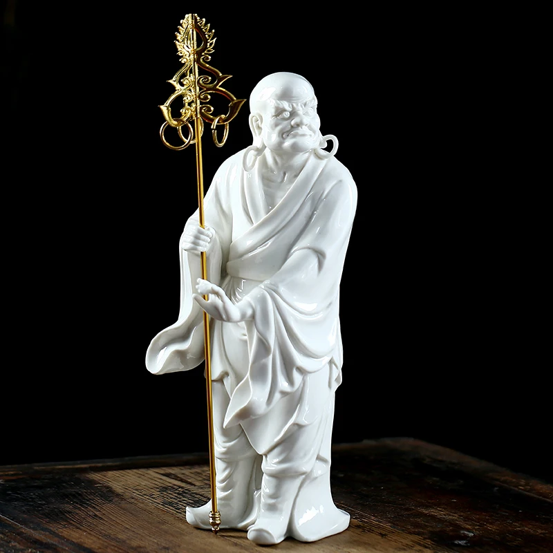 White Porcelain 18 Arhat Buddha Sculpture Ceramics 18 Arhat Figure Sculpture Crafts Home Decoration Feng Shui Ceramics