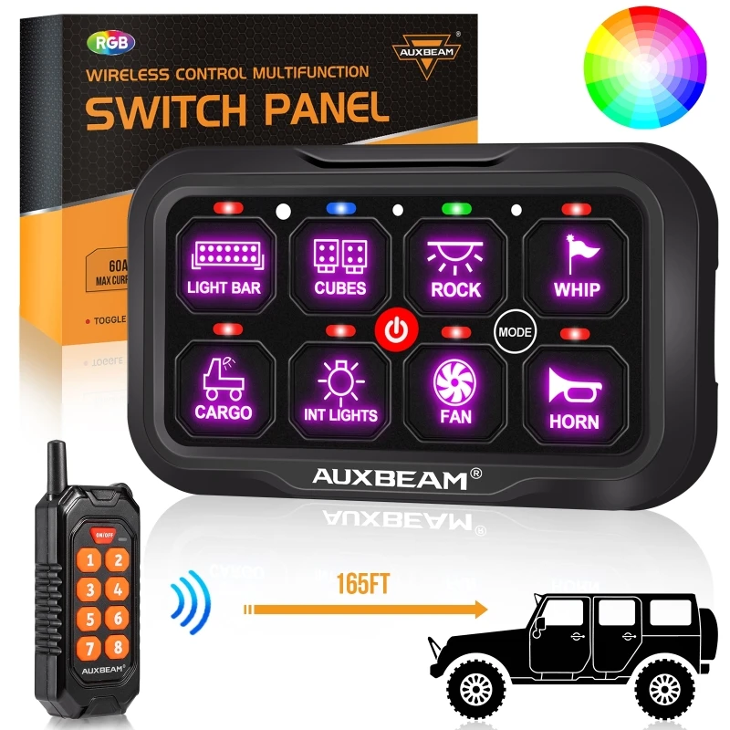 

RA84 8 Gang RGB Switch Panel Car On-Off Control Relays System with Remote Control for Cars Boats