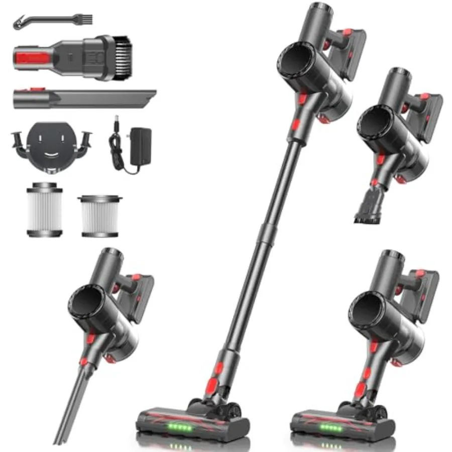 

Беспроводной пылесос-стик, перезаряжаемый, 550 Вт, 45 кПа, мощное всасывание, легкий, для дома, с защитой от запутывания, самоподдерживающийся