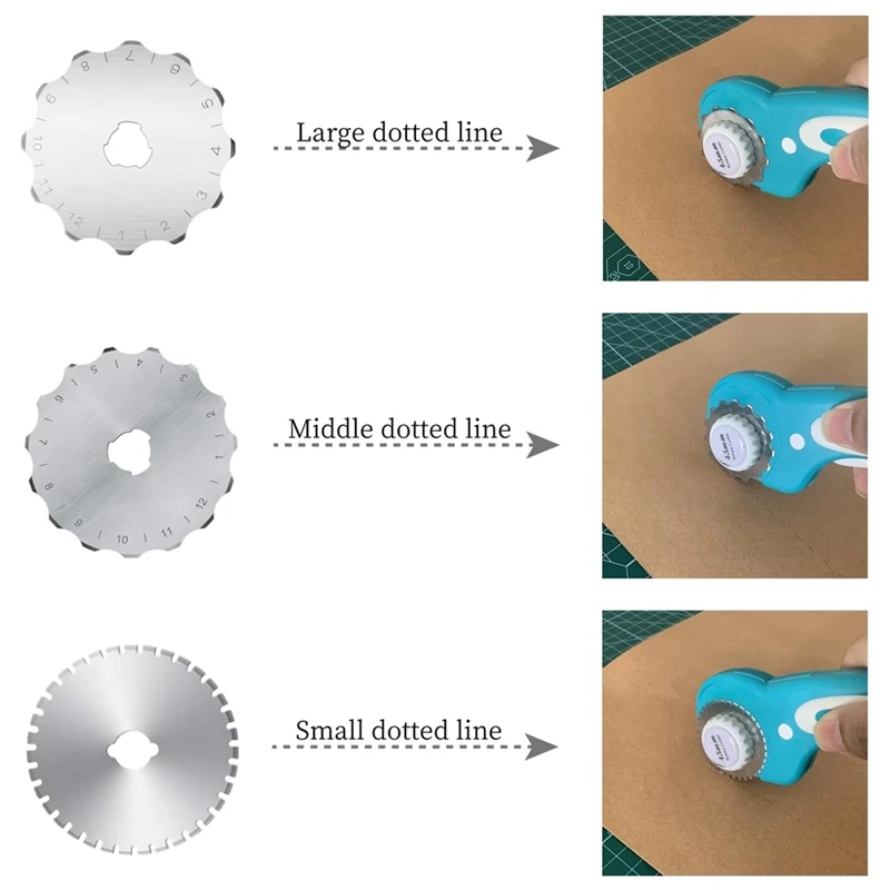 Lâminas rotativas para borda de crochê, Skip-Stitch, lâmina de substituição perfurante, fácil instalação, 45mm, pacote de 6