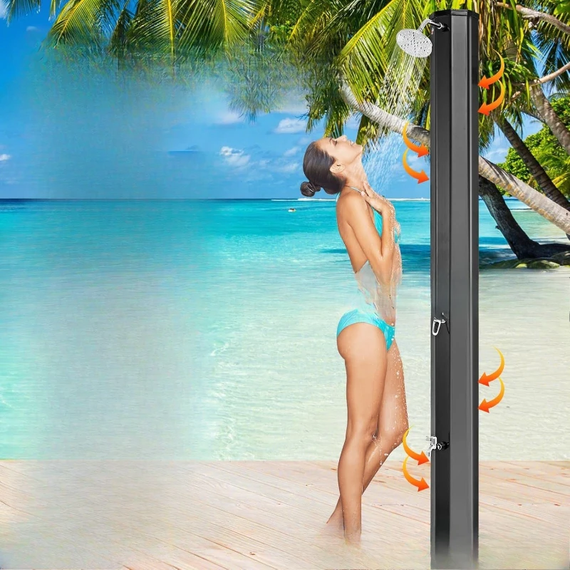 

Solar UV Shower Column 60 Liters Black Large Capacity Beach Pool Garden Shower