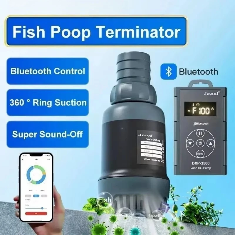 Bluetooth Fish Poop Terminator Aquarium Silent Low Water Level Submersible Pump for DXP Series